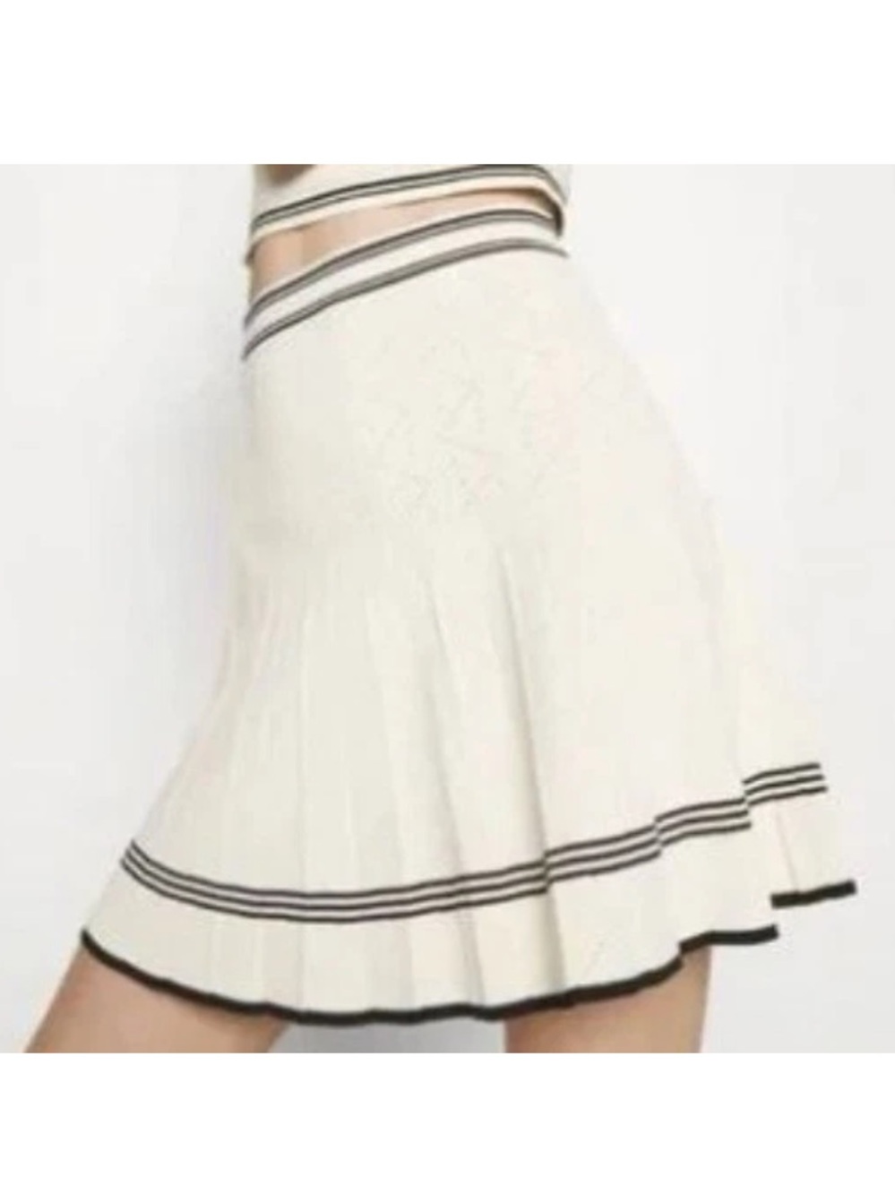 House of Harlow 1960 Cream Knit Pleated Tennis Skirt Size XS NWT - Picture 2 of 10